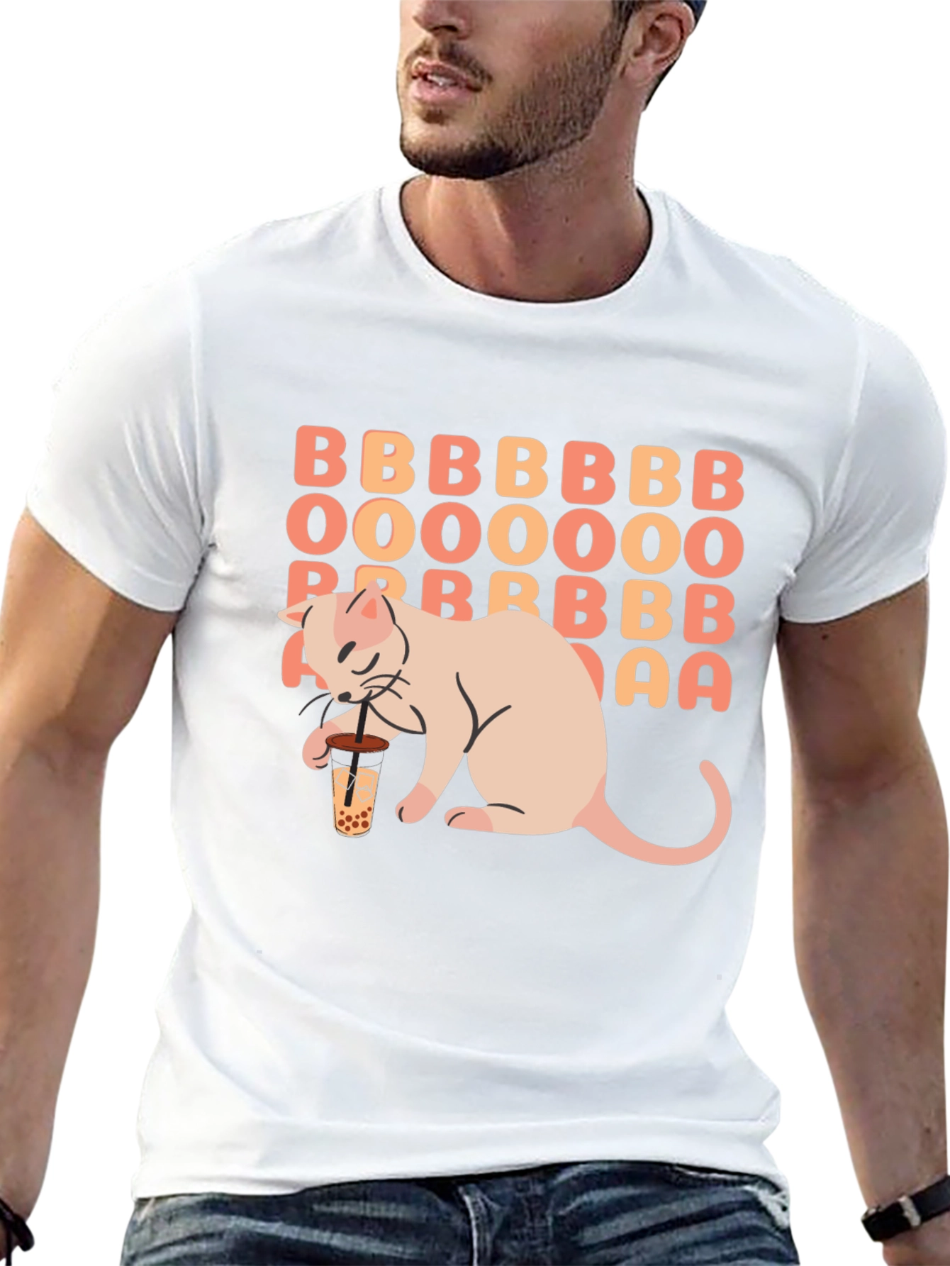 Boba Tea Cat Graphic Tee - Unisex Black T-Shirt