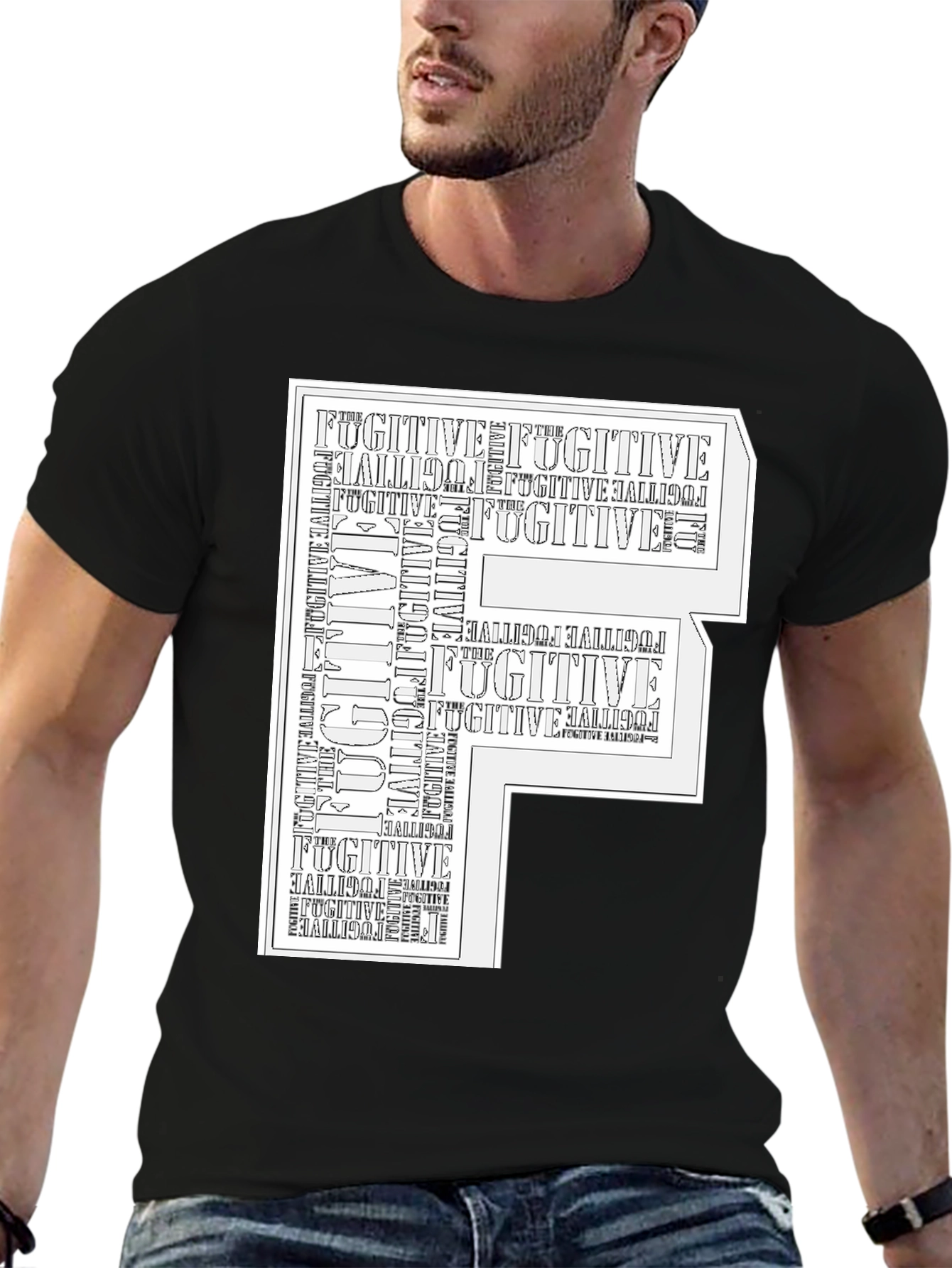 Fugitive Graphic Print Black T-Shirt