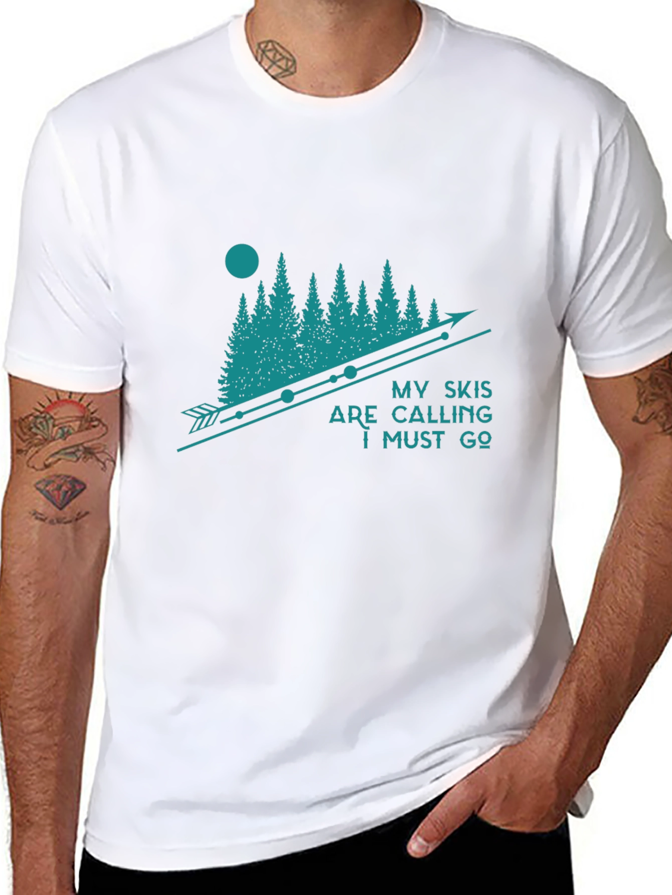 My Skis are Calling Black Graphic T-Shirt