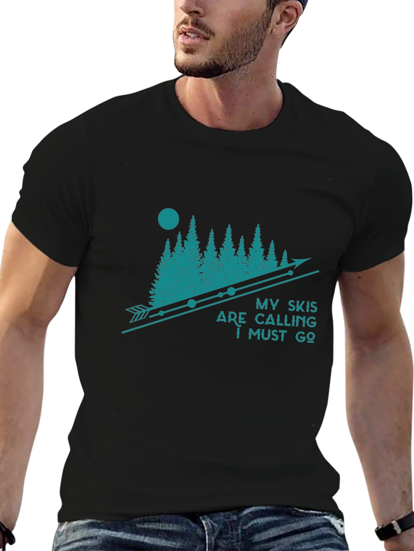 My Skis are Calling Black Graphic T-Shirt