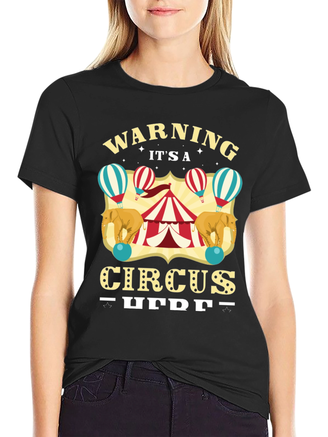 Circus T-Shirt: Warning Its a Circus Here Black Tee