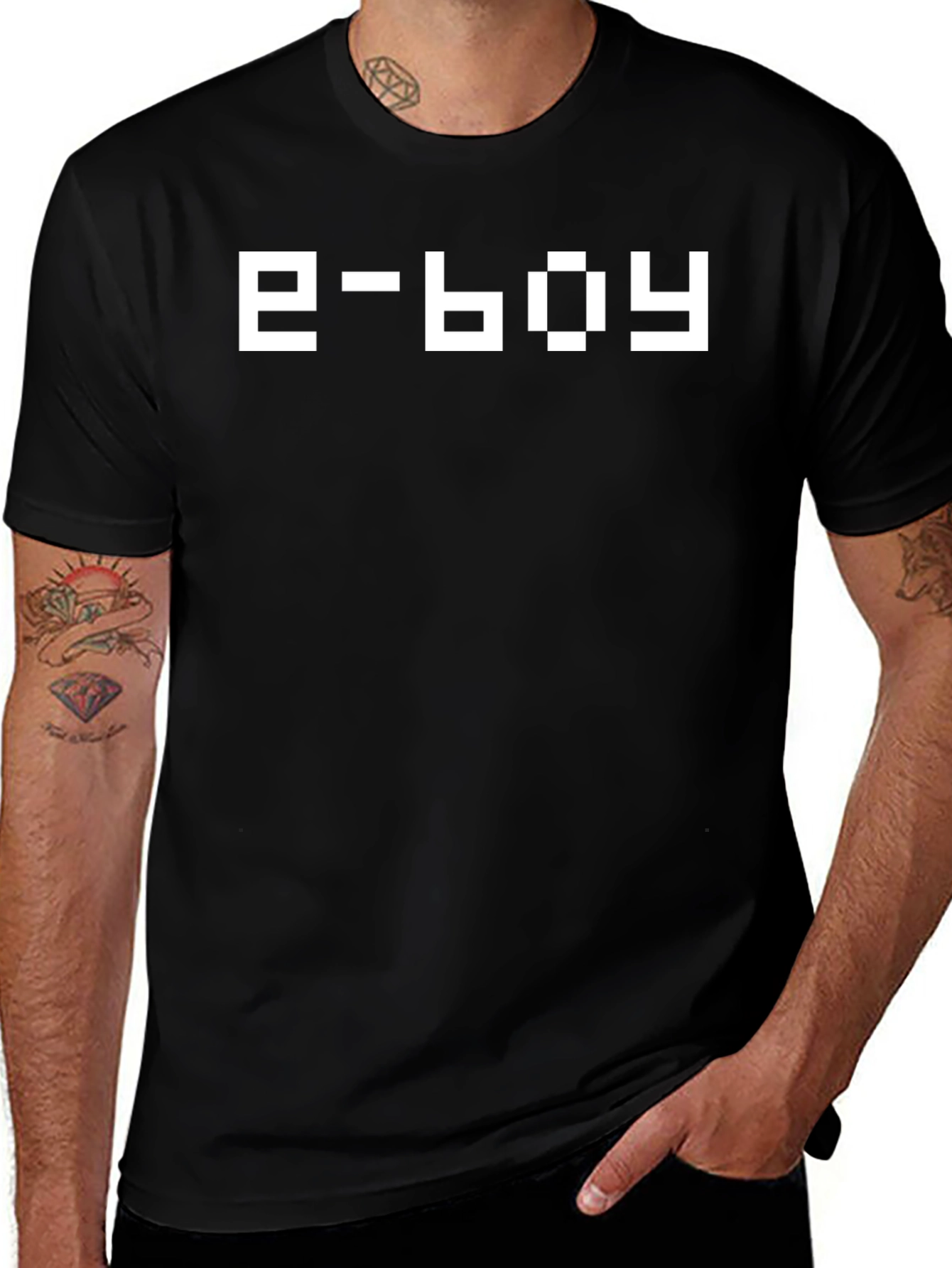 E-boy Graphic Tee - Black Casual T-Shirt