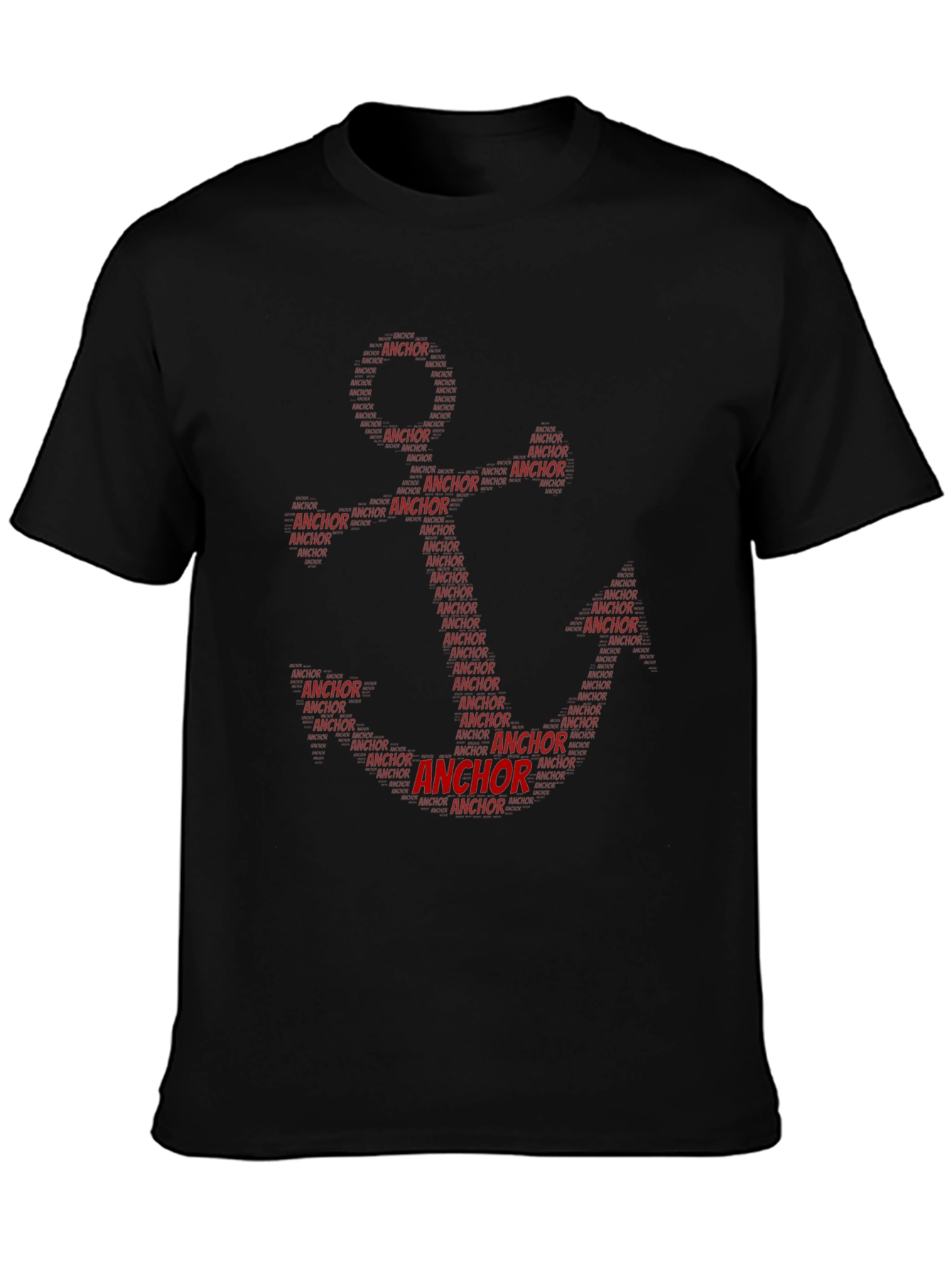 Anchor Word Art Black T-Shirt