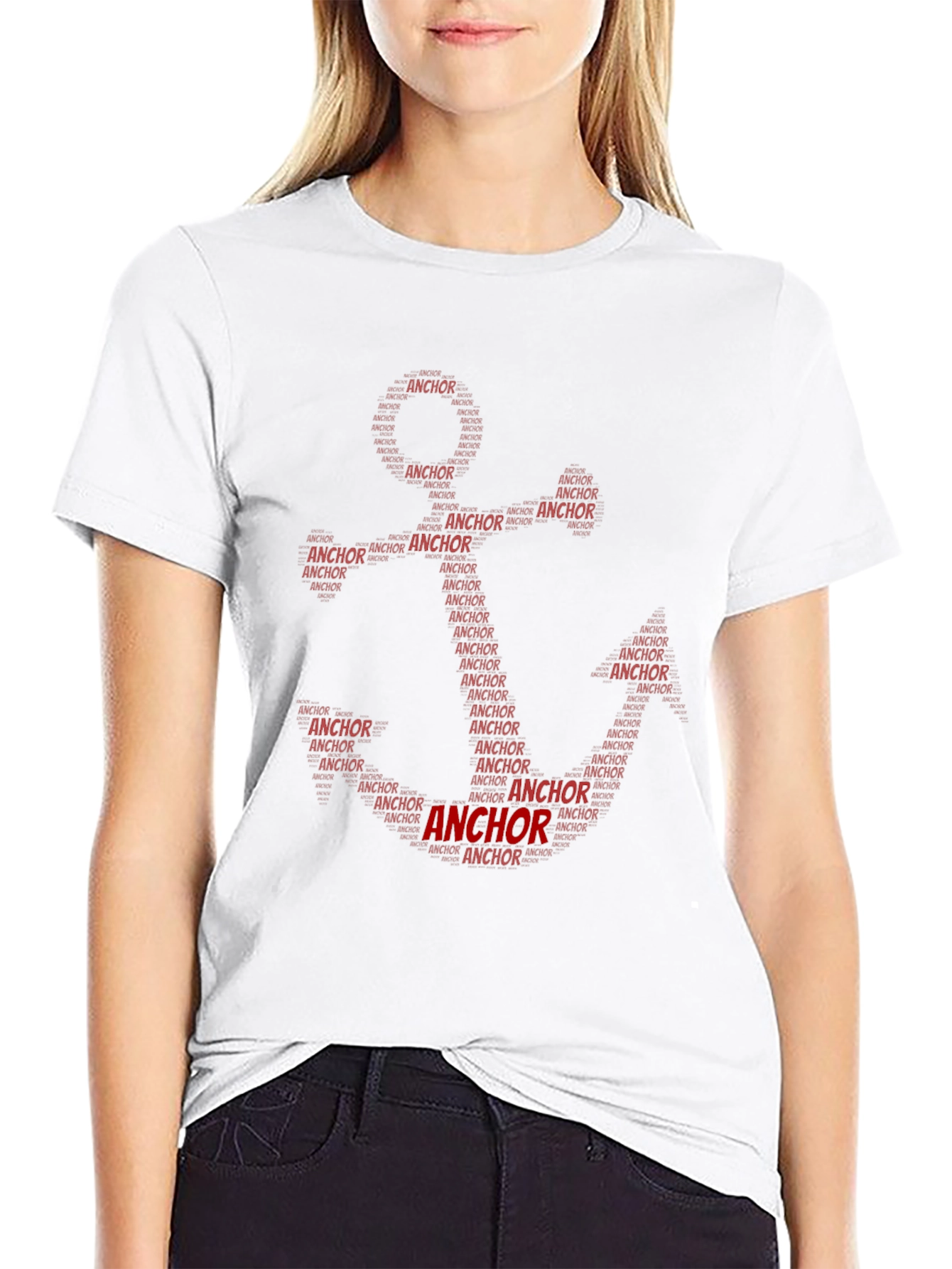 Anchor Word Art Black T-Shirt