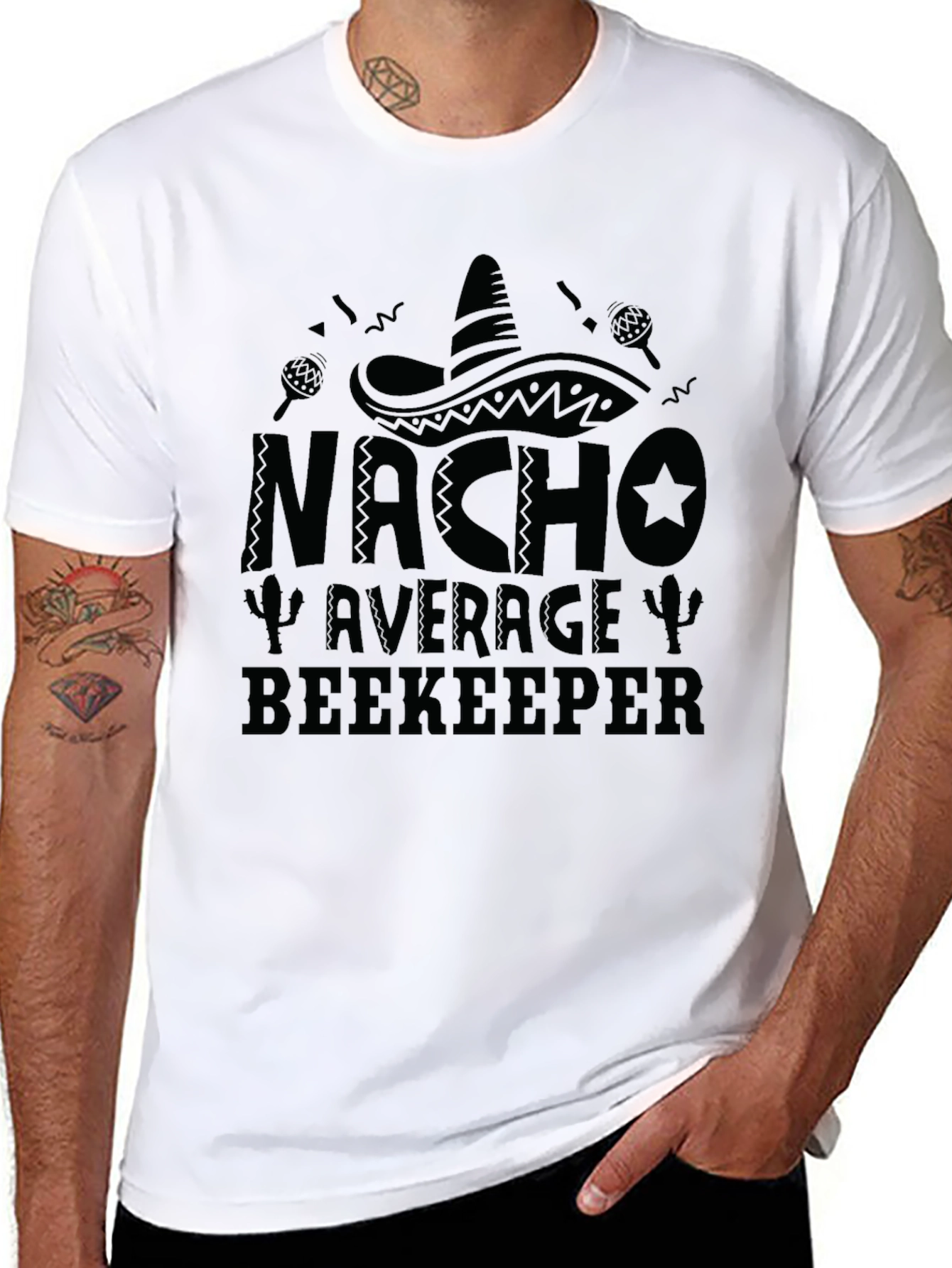 Nacho Average Beekeeper Black Graphic T-Shirt
