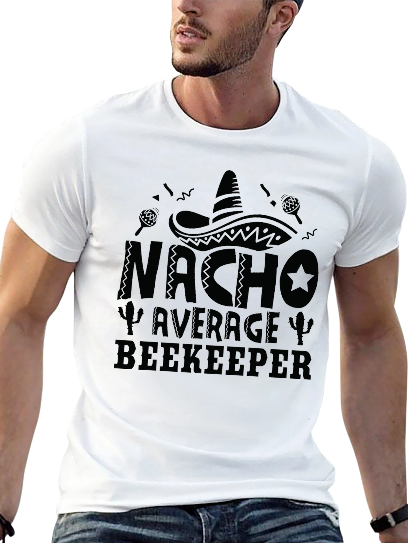 Nacho Average Beekeeper Black Graphic T-Shirt