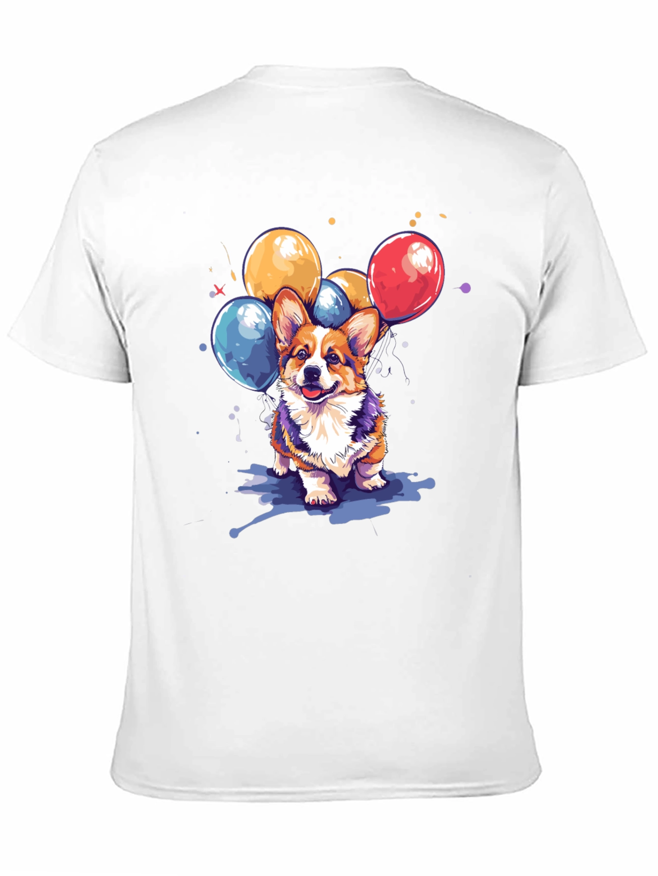 Corgi Dog with Balloons Graphic T-Shirt