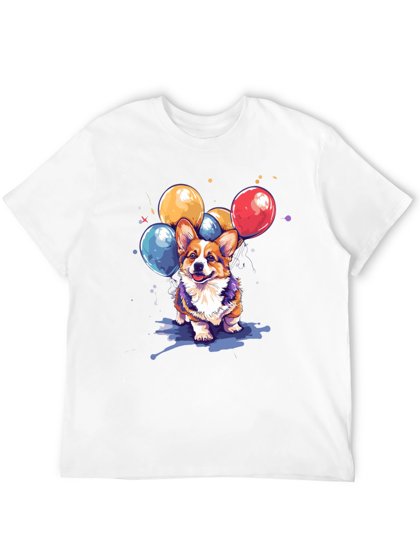 Corgi Dog with Balloons Graphic T-Shirt