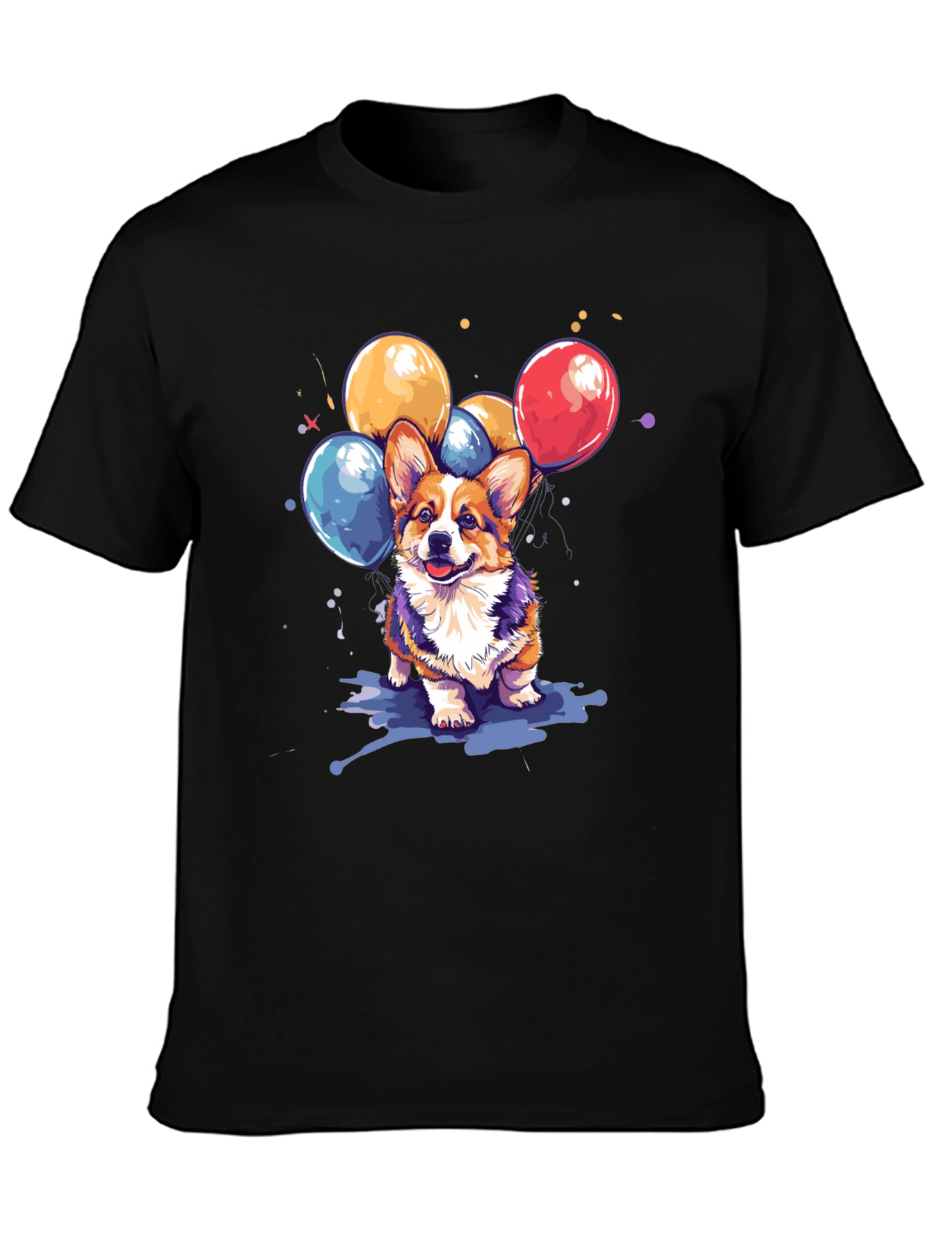 Corgi Dog with Balloons Graphic T-Shirt
