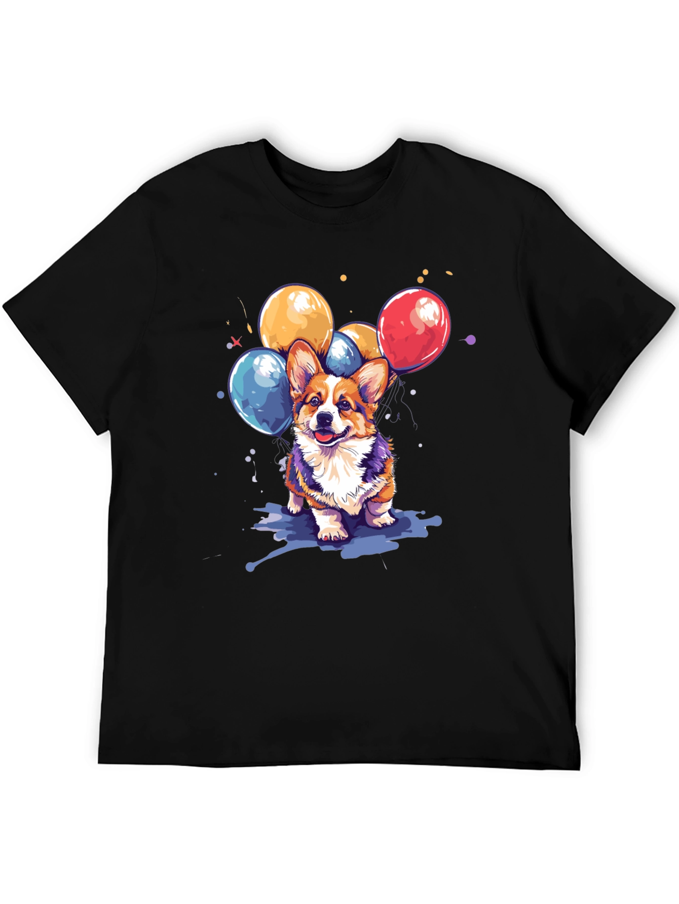 Corgi Dog with Balloons Graphic T-Shirt