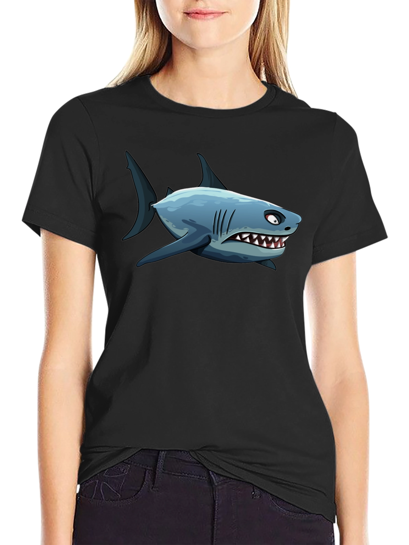 Cartoon Shark Graphic Print Mens T-Shirt