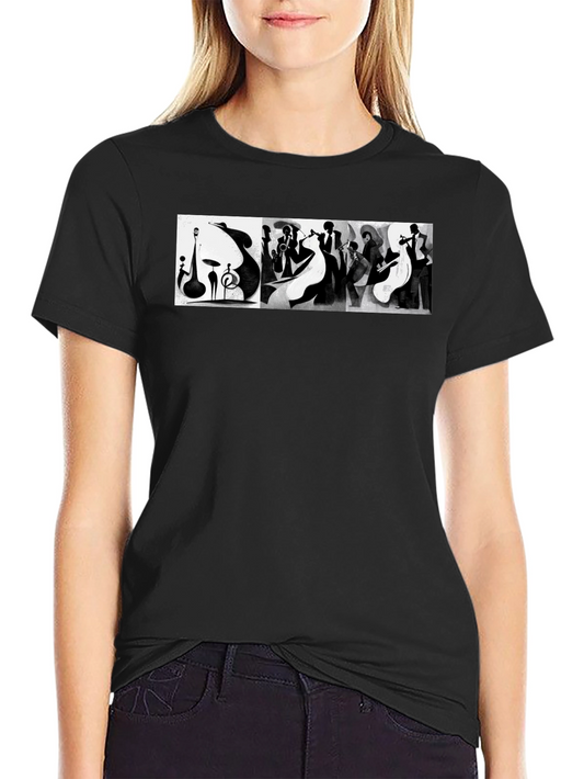 Abstract Jazz Music Band Black T-Shirt