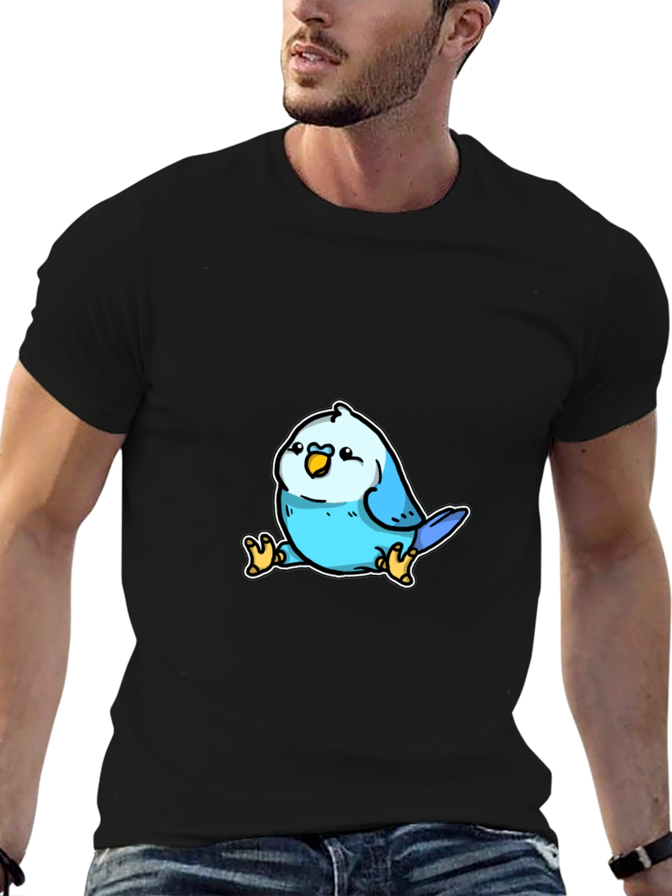 Cute Blue Bird Cartoon Graphic T-Shirt
