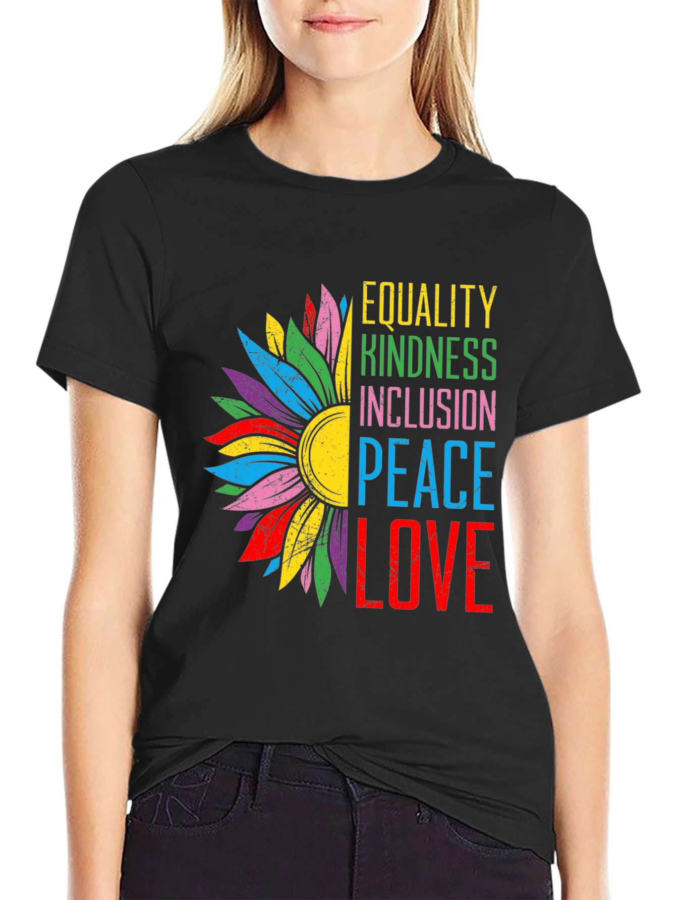 Equality Kindness Peace Love Graphic Tee