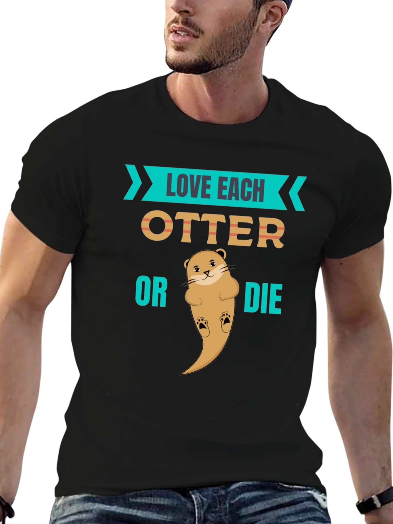 Love Each Otter Black Graphic Tee