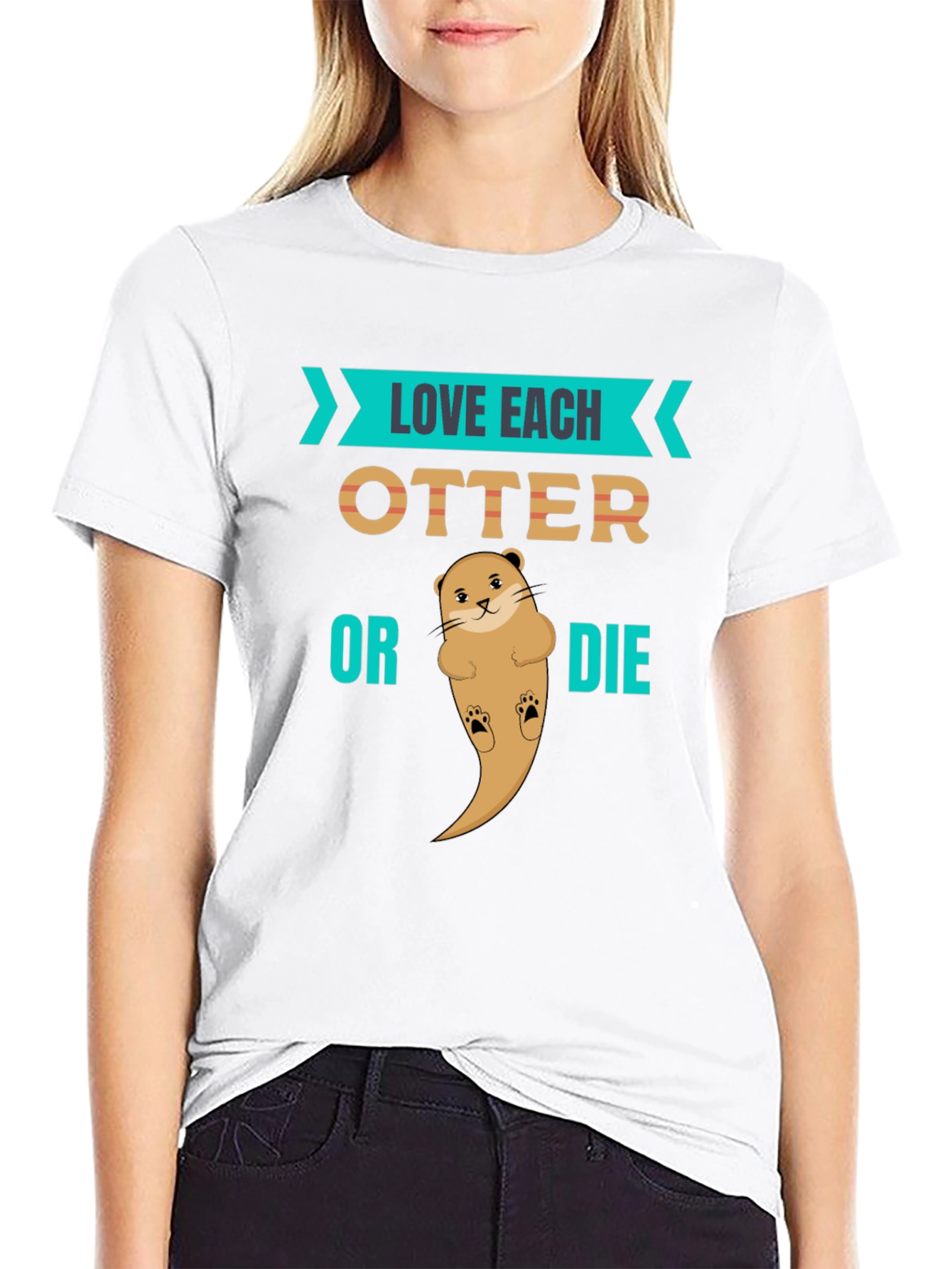 Love Each Otter Black Graphic Tee