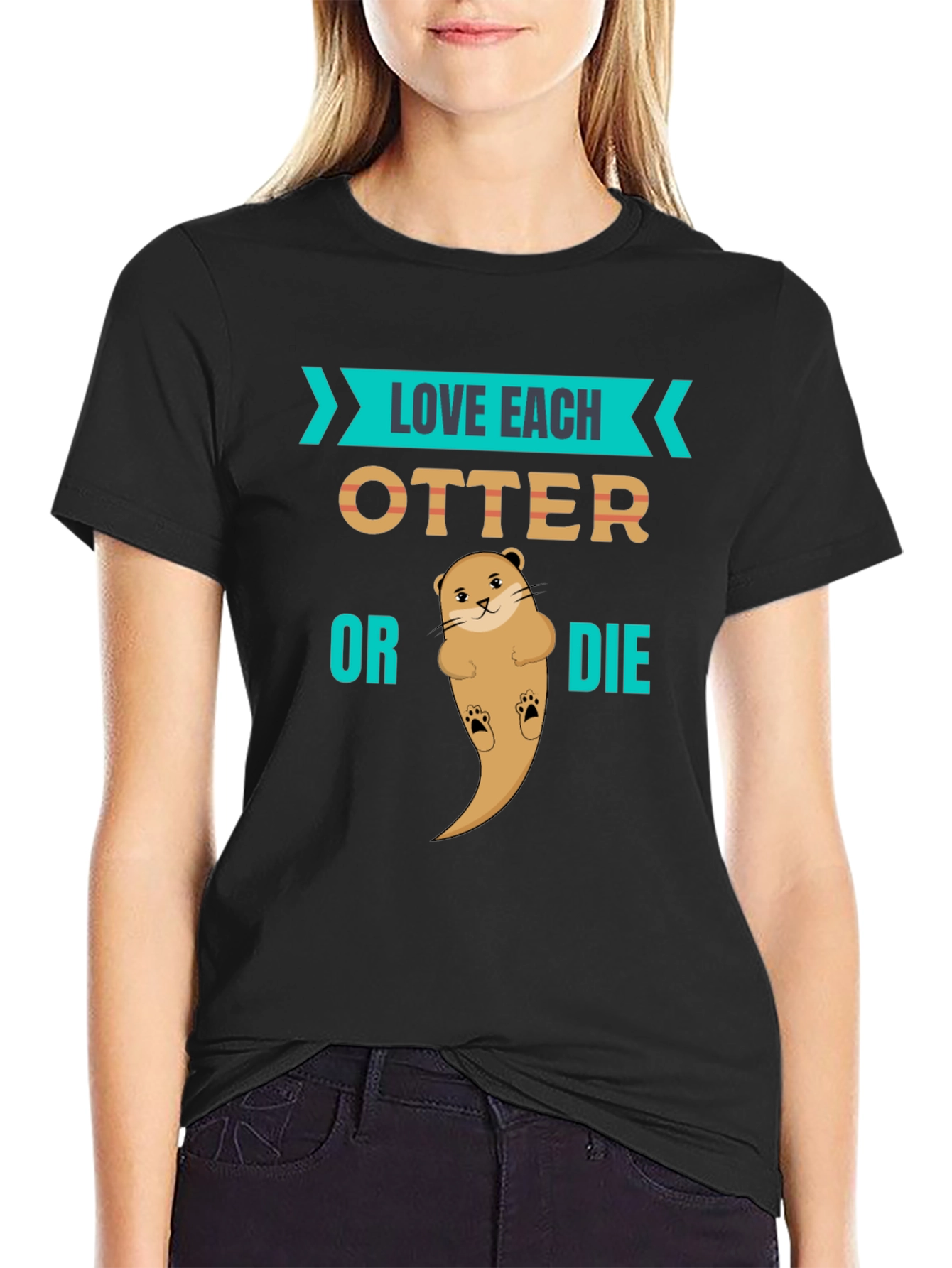 Love Each Otter Black Graphic Tee