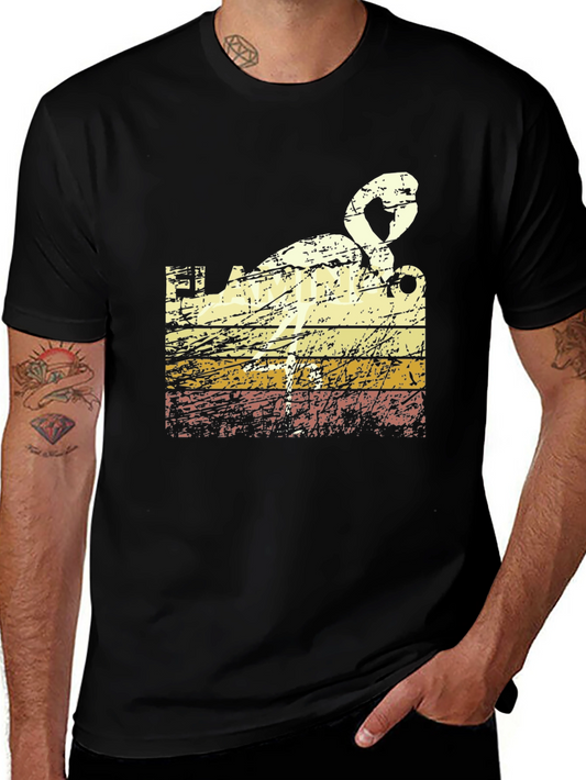 Retro Flamingo T-Shirt - Black Crew Neck