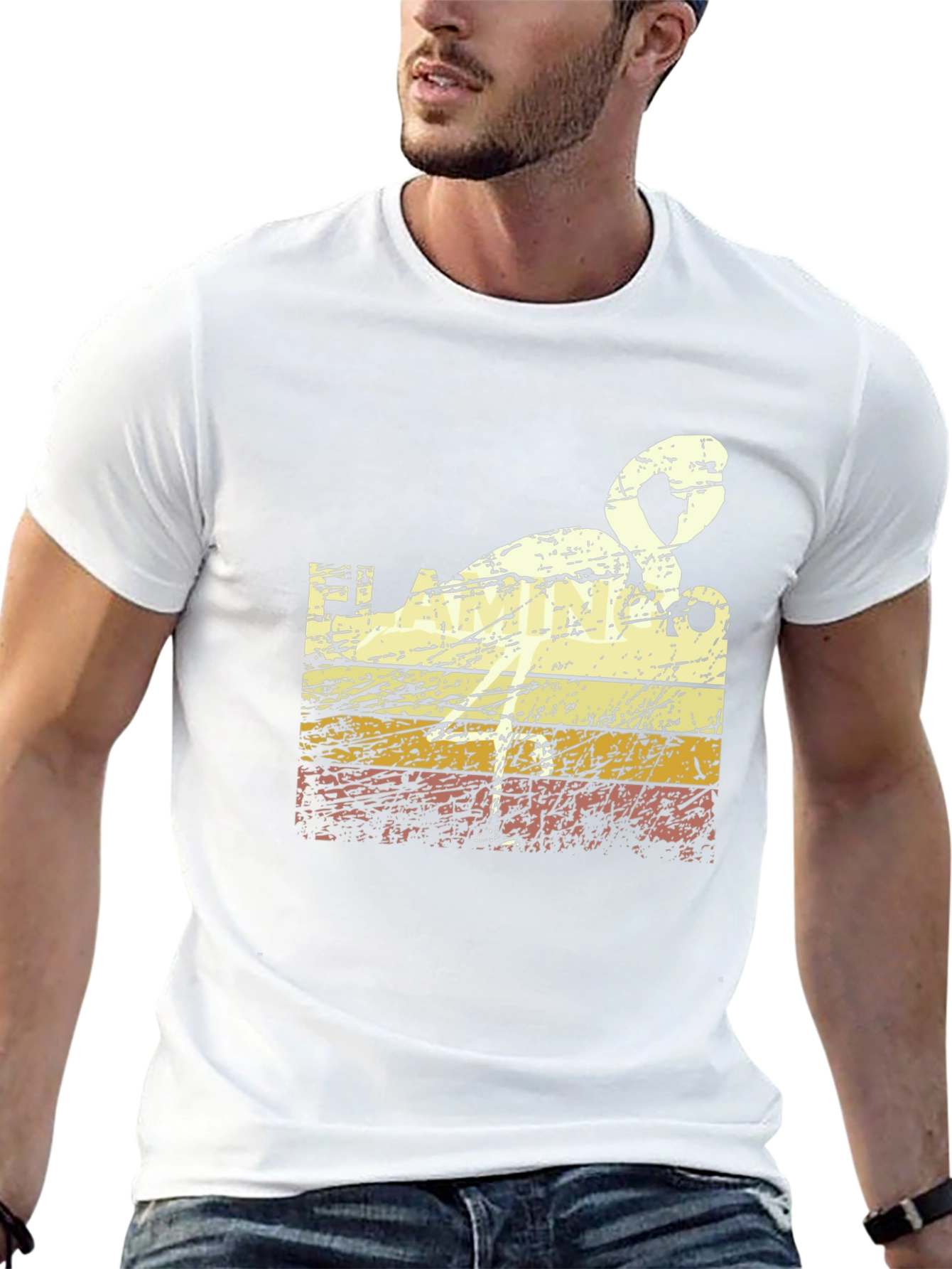 Retro Flamingo T-Shirt - Black Crew Neck