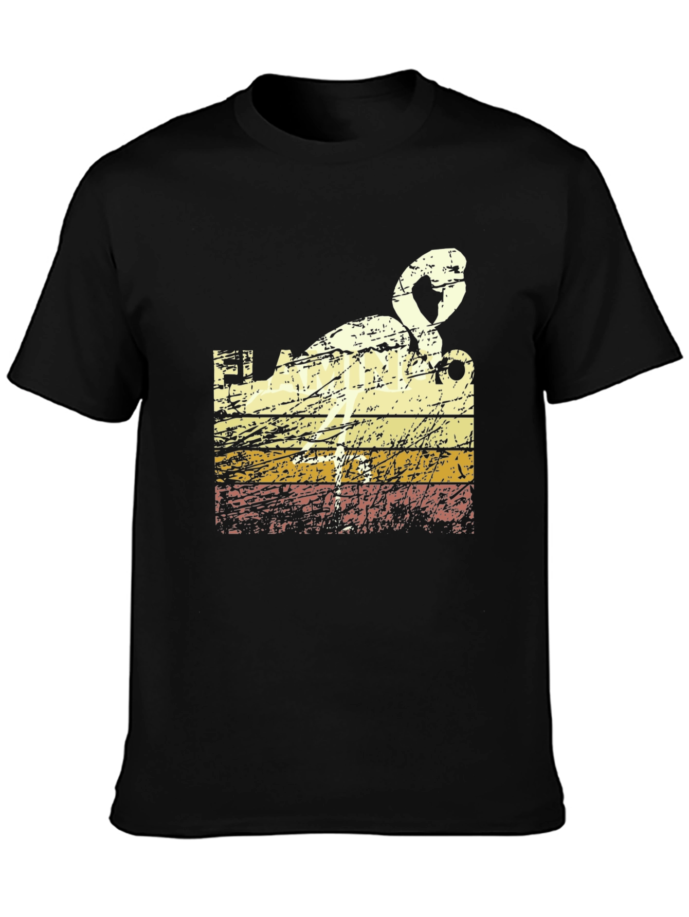 Retro Flamingo T-Shirt - Black Crew Neck