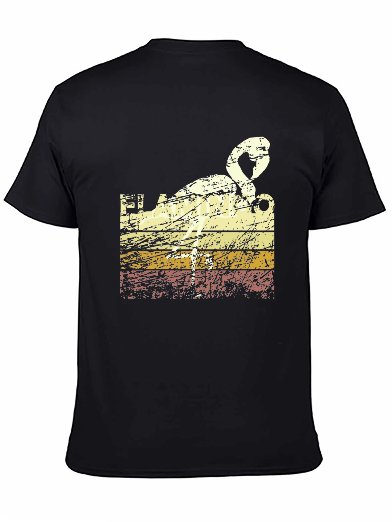 Retro Flamingo T-Shirt - Black Crew Neck