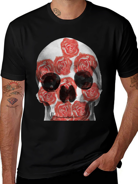 Skull and Roses Graphic Tee - Edgy Style