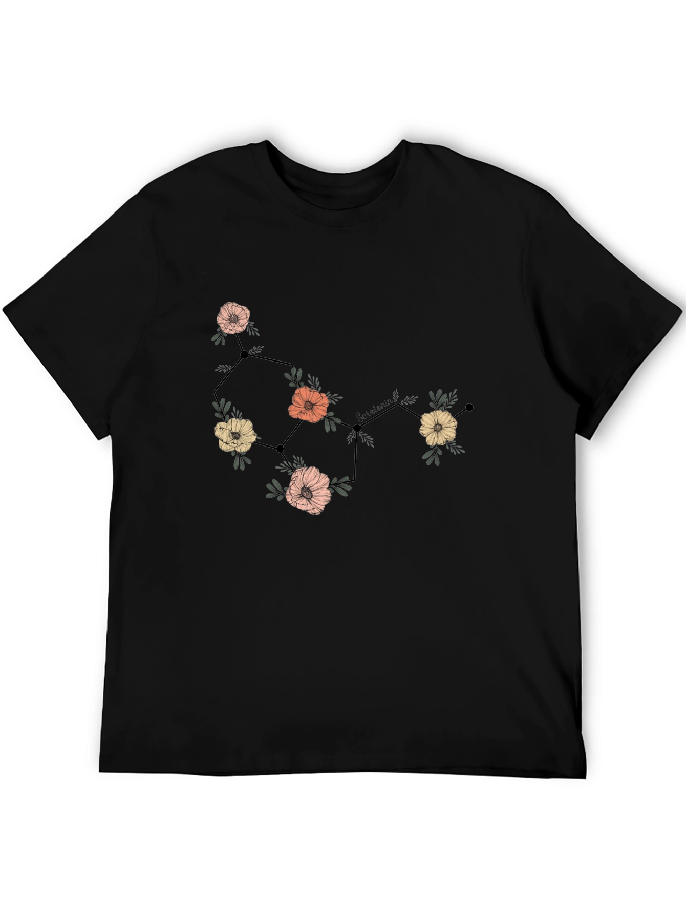 Floral Constellation Graphic Tee - Black