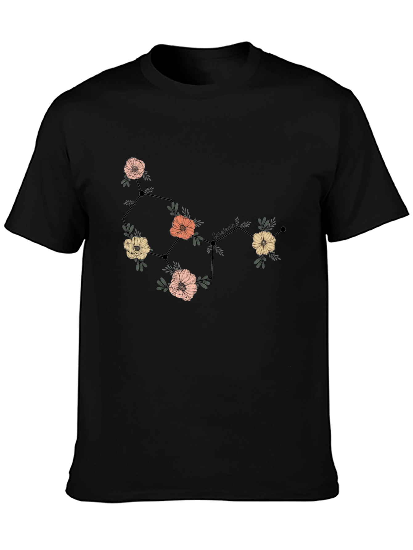 Floral Constellation Graphic Tee - Black