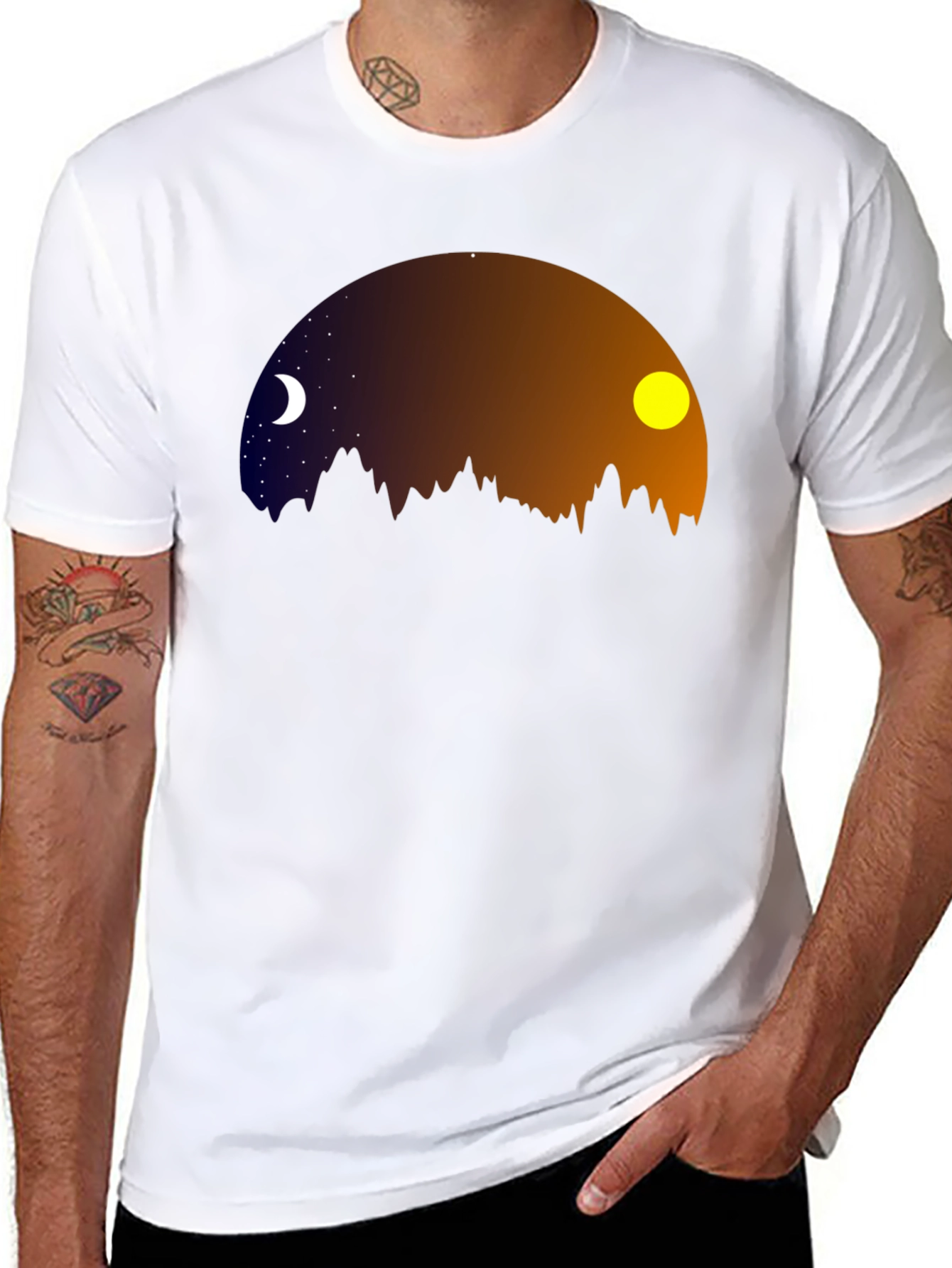 Night & Day Mountainscape Graphic Tee