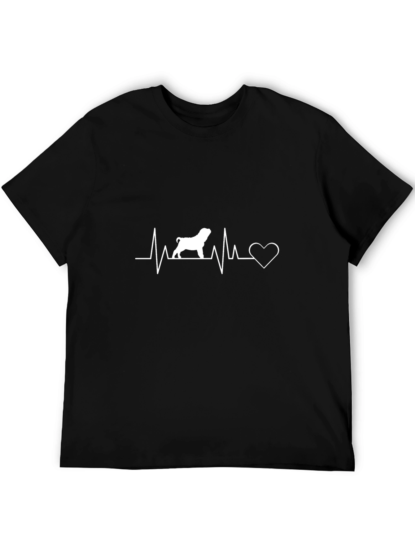 Dog Lover ECG Heartbeat T-Shirt - Black
