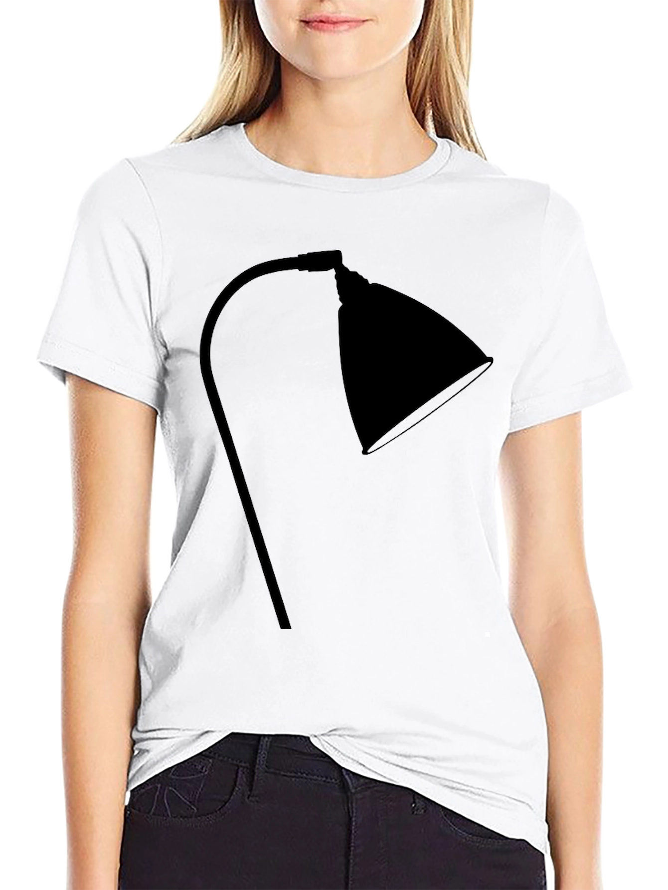 Modern Desk Lamp Graphic Tee - Black Cotton T-Shirt