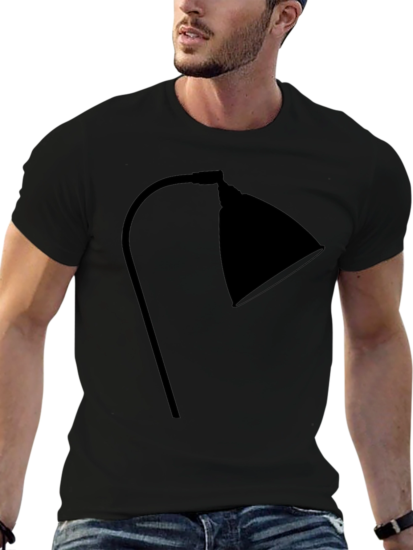 Modern Desk Lamp Graphic Tee - Black Cotton T-Shirt
