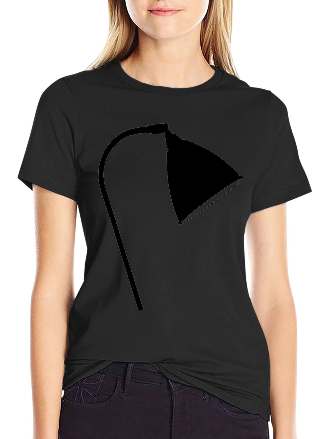 Modern Desk Lamp Graphic Tee - Black Cotton T-Shirt