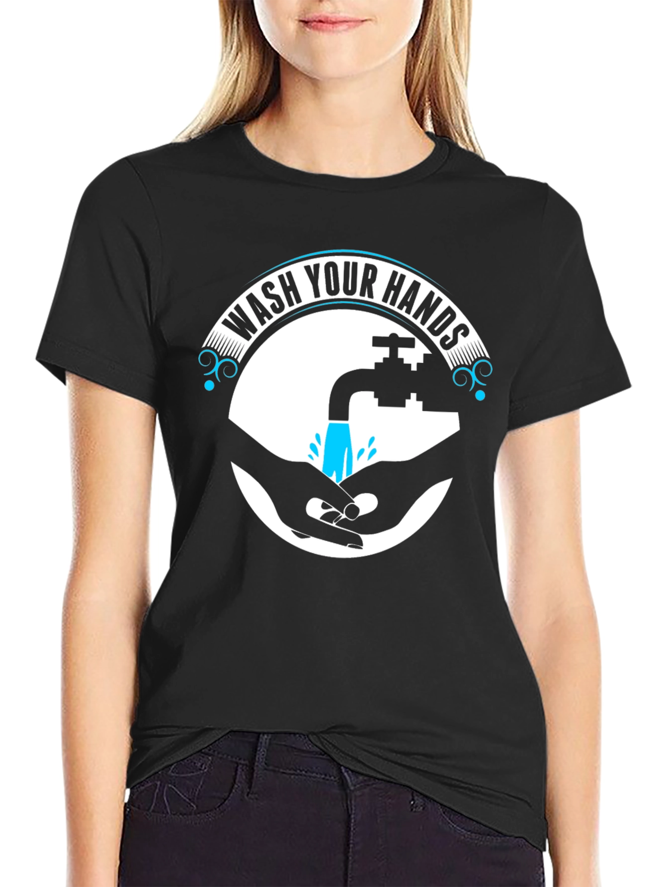 Wash Your Hands Graphic Tee - Black