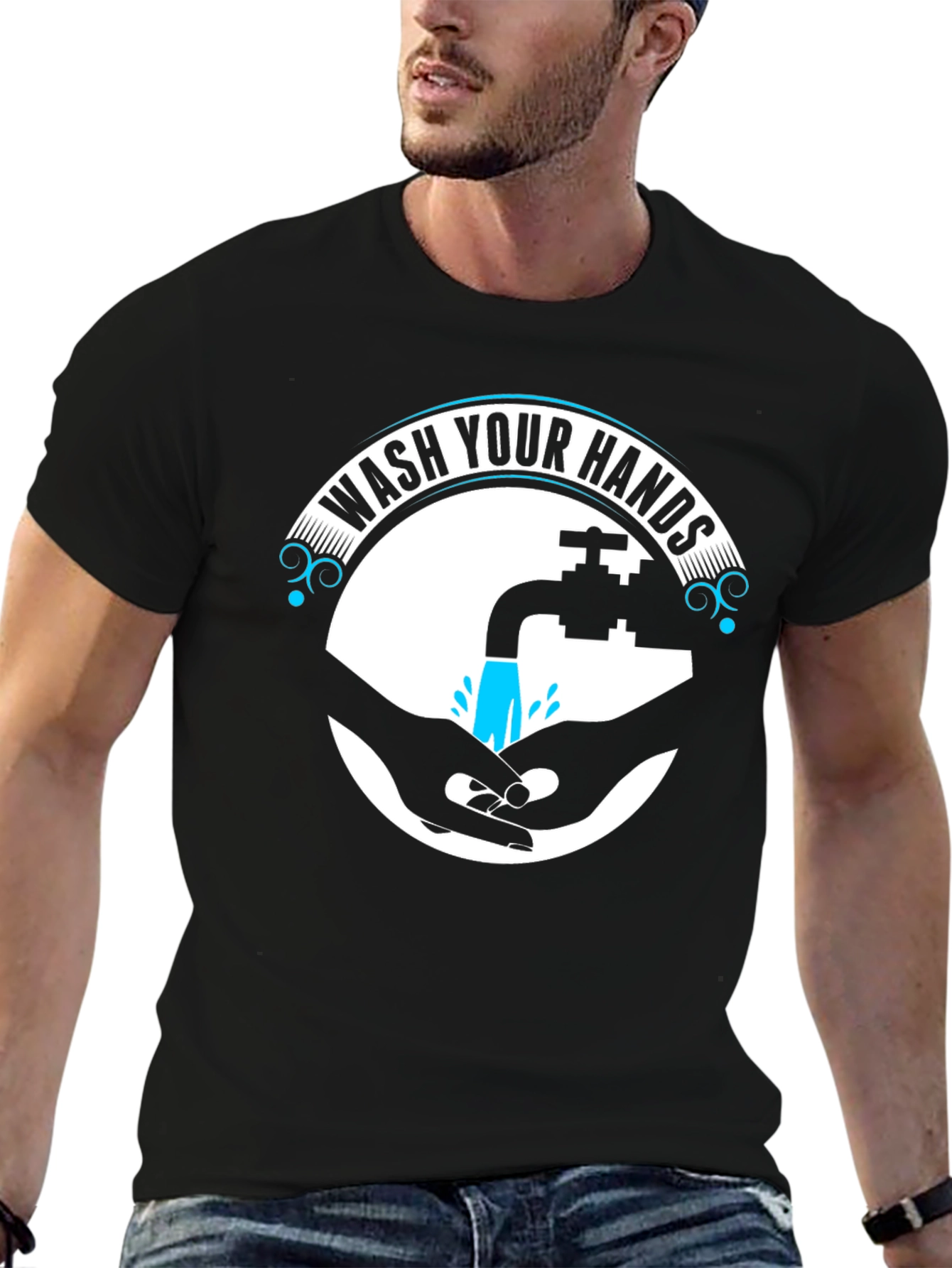 Wash Your Hands Graphic Tee - Black
