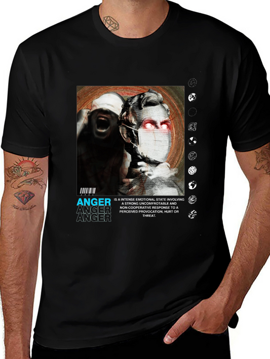 Anger Graphic Print Black T-Shirt