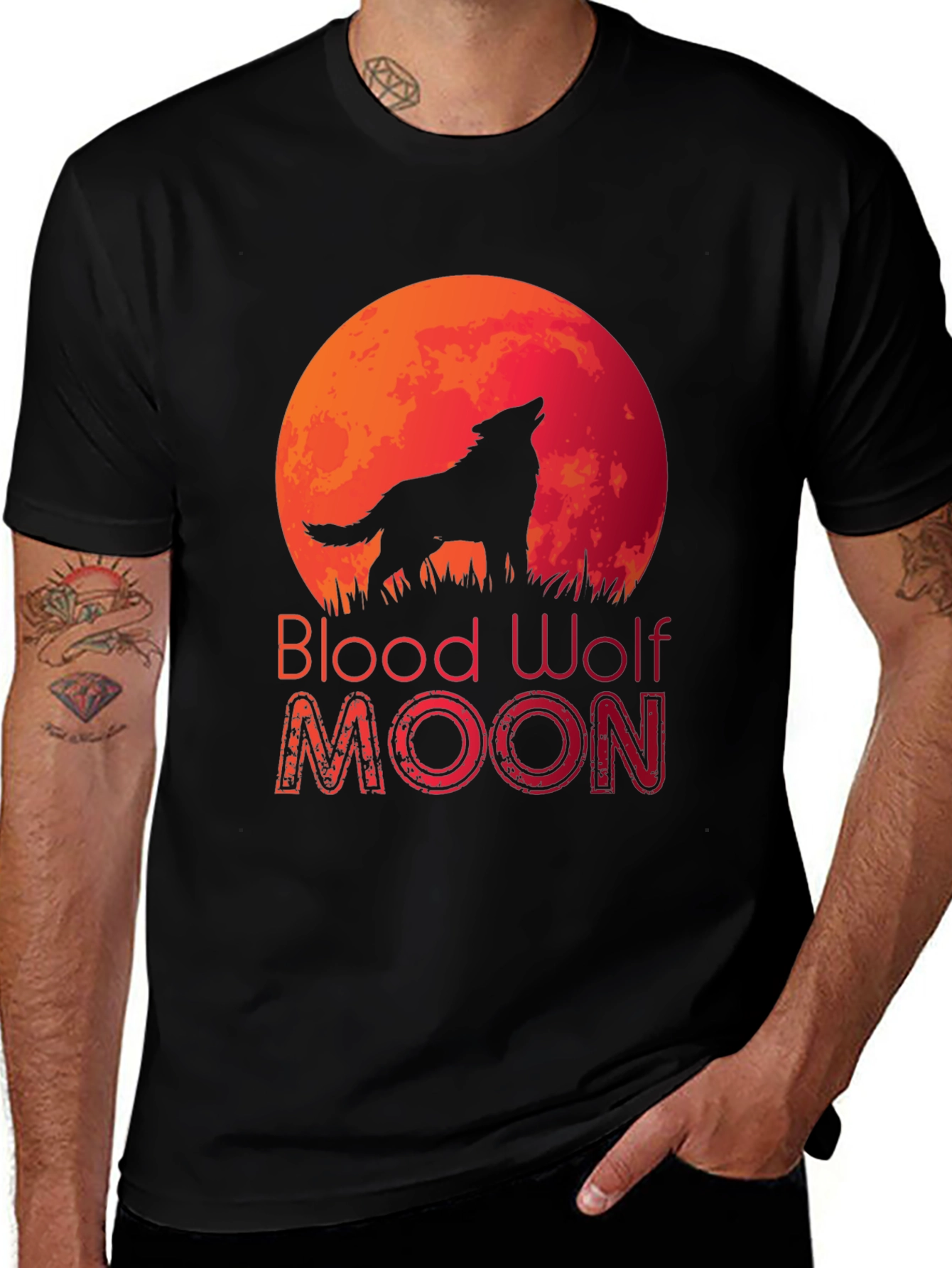 Blood Wolf Moon Black T-Shirt