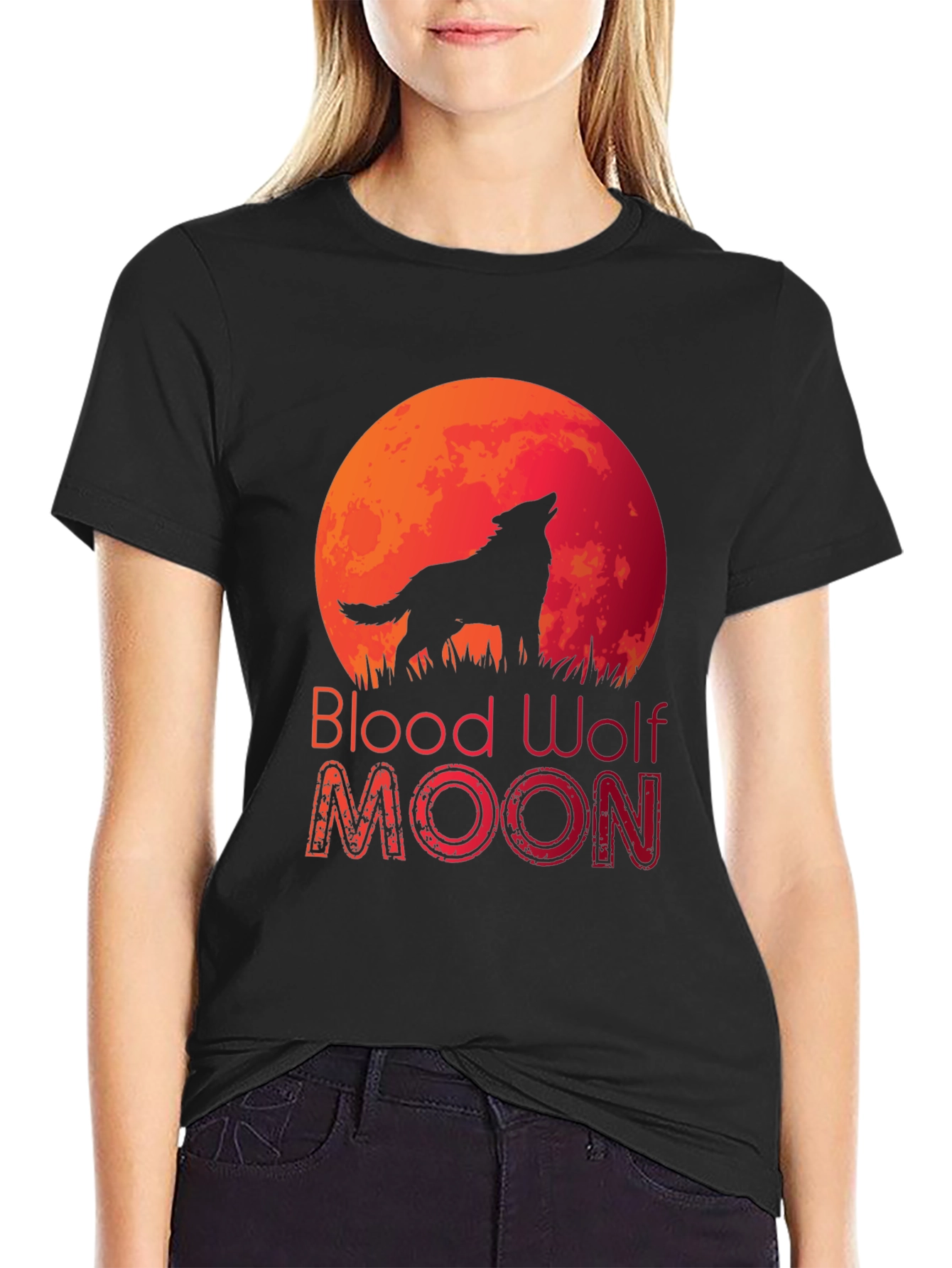 Blood Wolf Moon Black T-Shirt