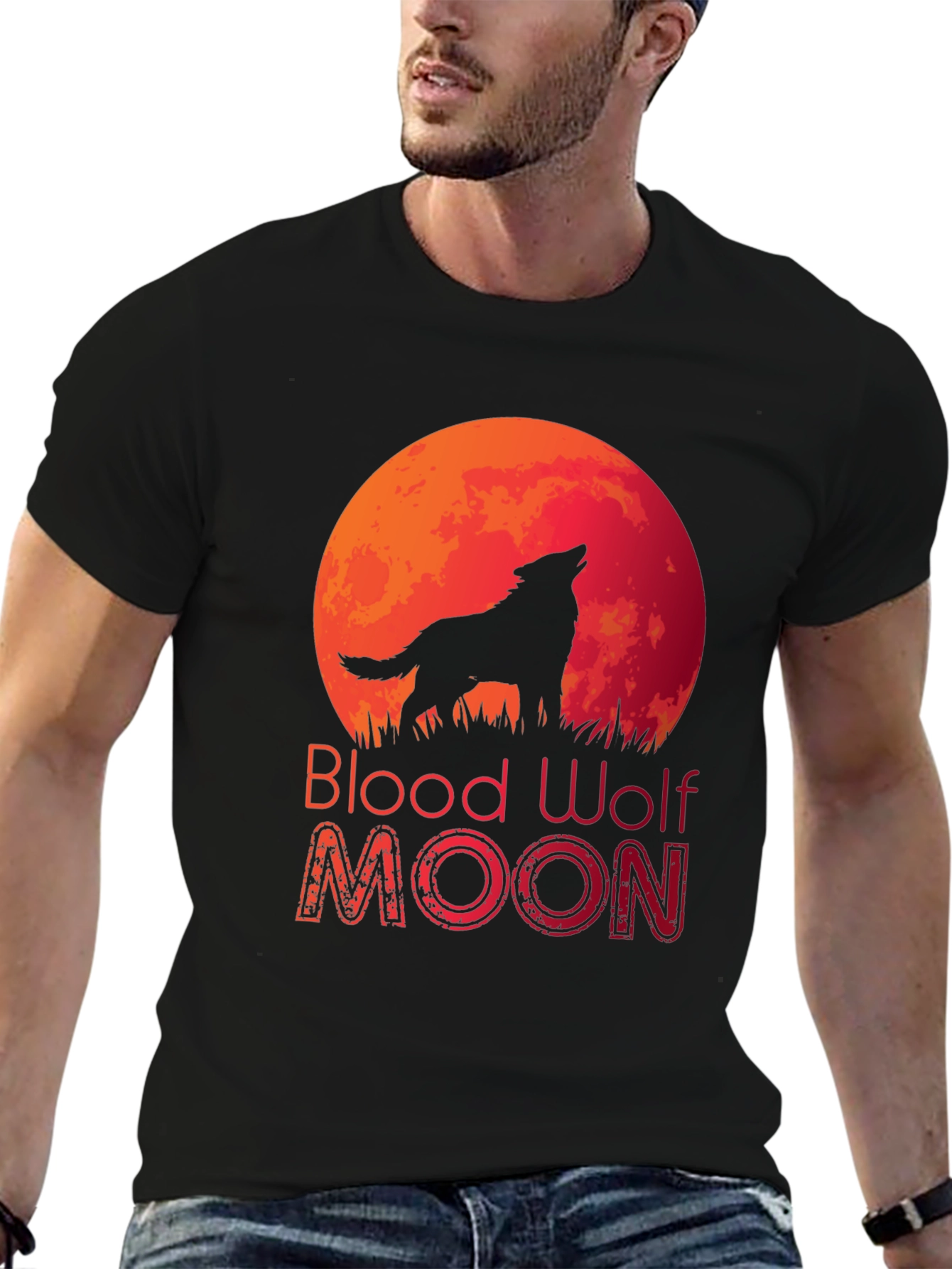 Blood Wolf Moon Black T-Shirt