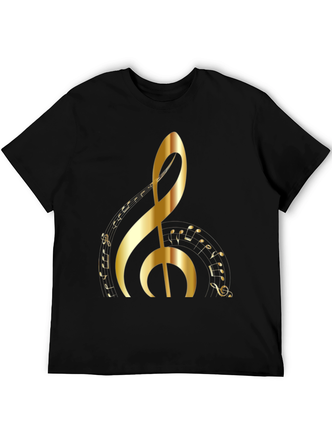 Golden Treble Clef Graphic Tee - Music Lovers T-Shirt