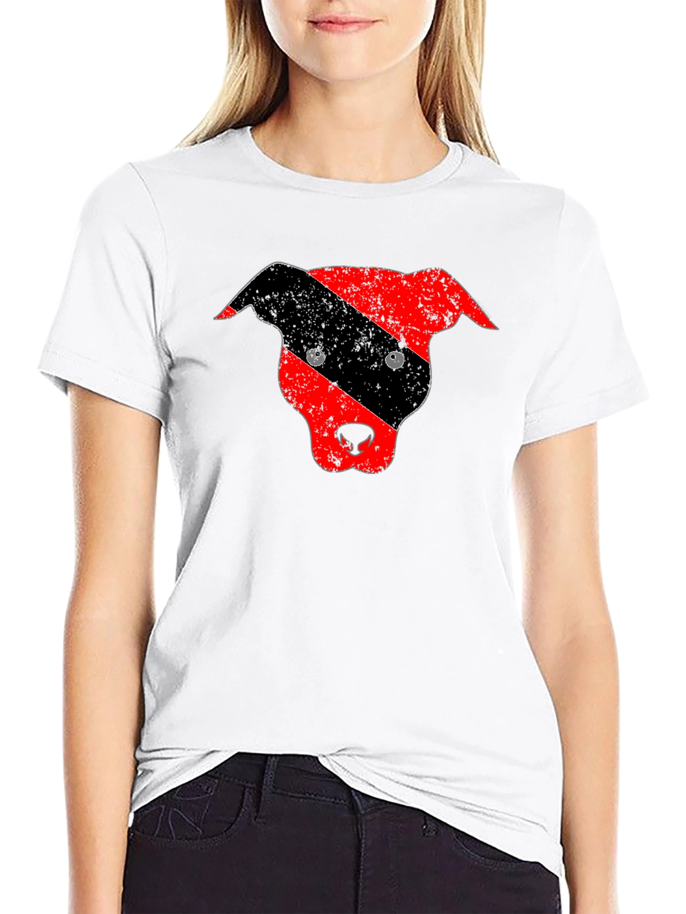 Distressed Pitbull Dog Head Graphic Tee