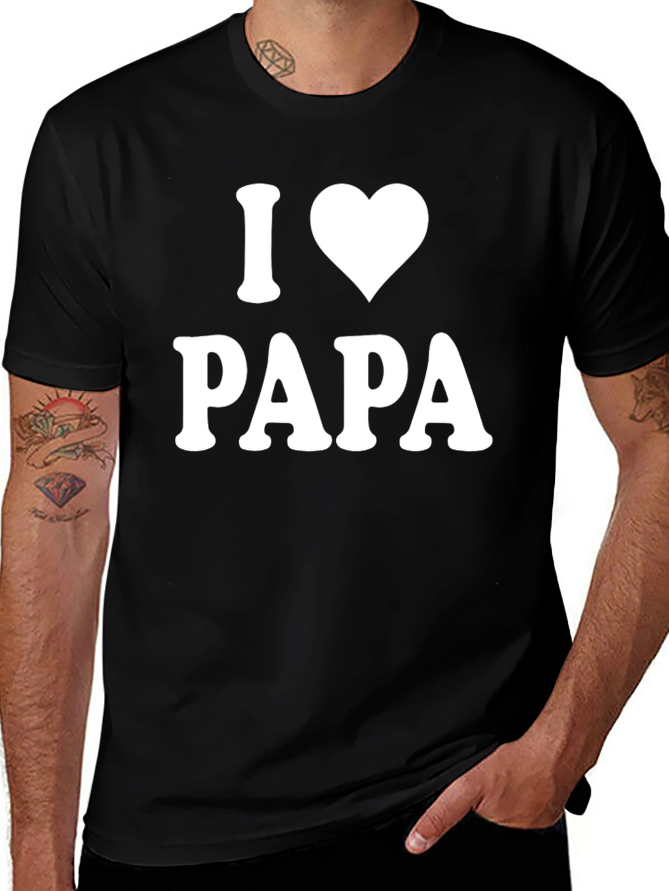 I Heart Papa Black T-Shirt - Fathers Day Gift