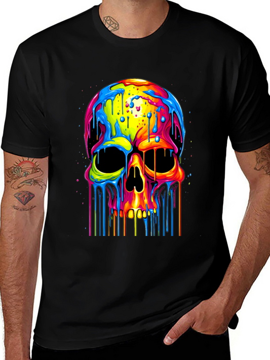 Colorful Dripping Skull Graphic Tee