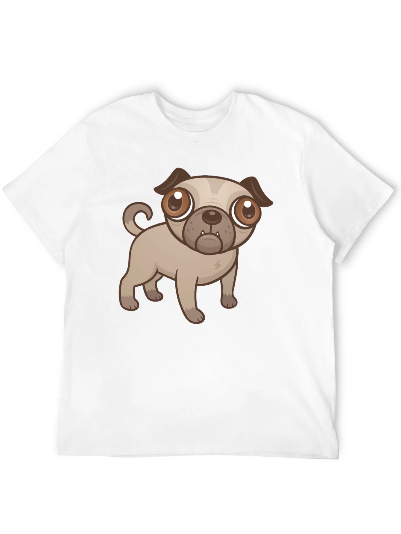 Cute Cartoon Pug Dog Black T-Shirt