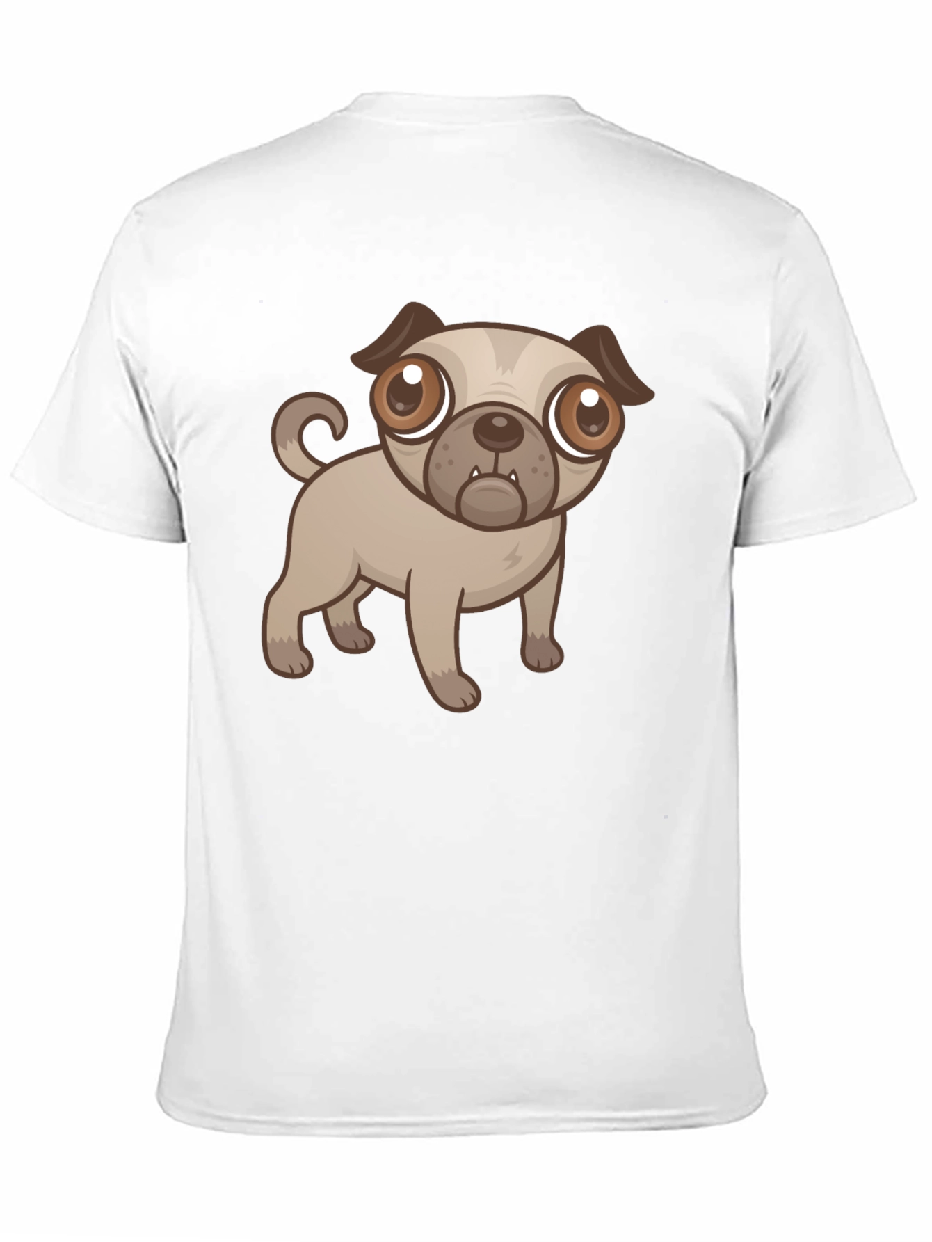 Cute Cartoon Pug Dog Black T-Shirt