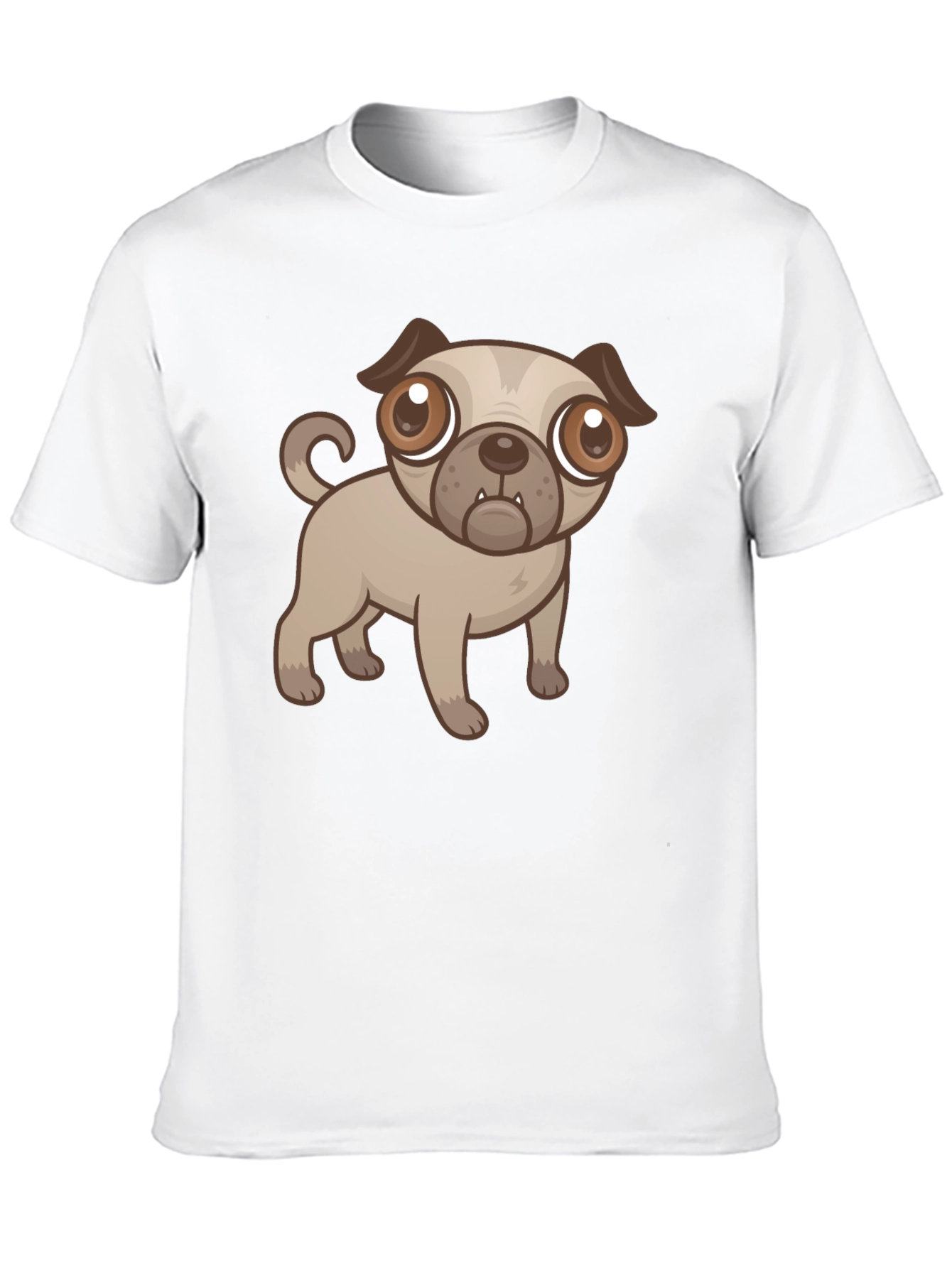 Cute Cartoon Pug Dog Black T-Shirt