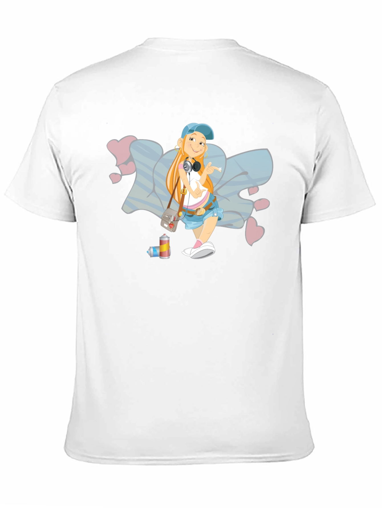 Cartoon Girl Graffiti Art Black T-Shirt