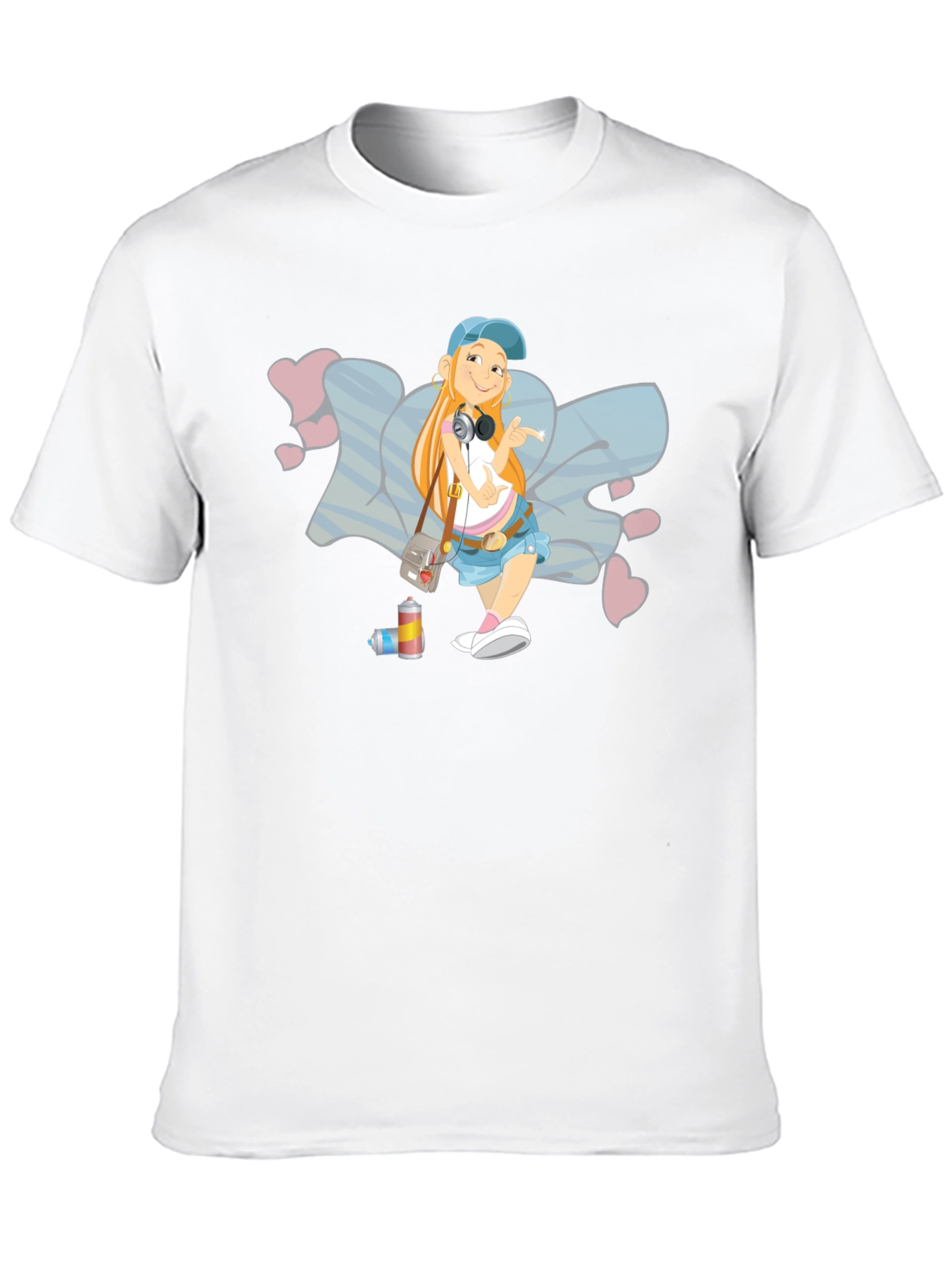 Cartoon Girl Graffiti Art Black T-Shirt