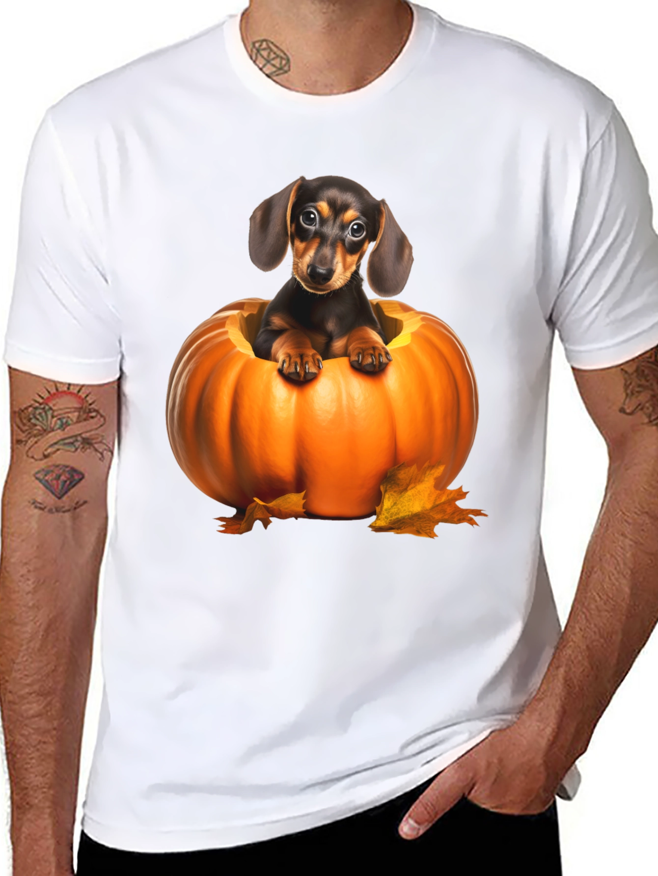 Dachshund in Pumpkin Graphic Tee - Halloween Dog Shirt