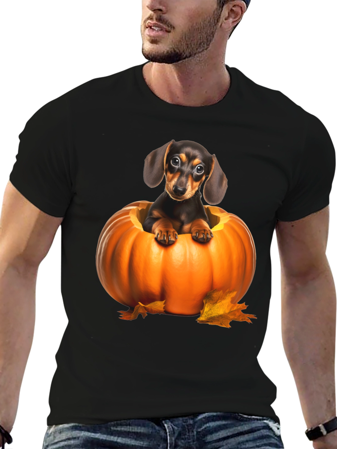 Dachshund in Pumpkin Graphic Tee - Halloween Dog Shirt